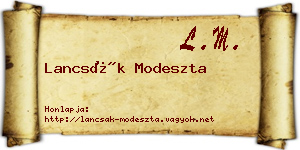 Lancsák Modeszta névjegykártya